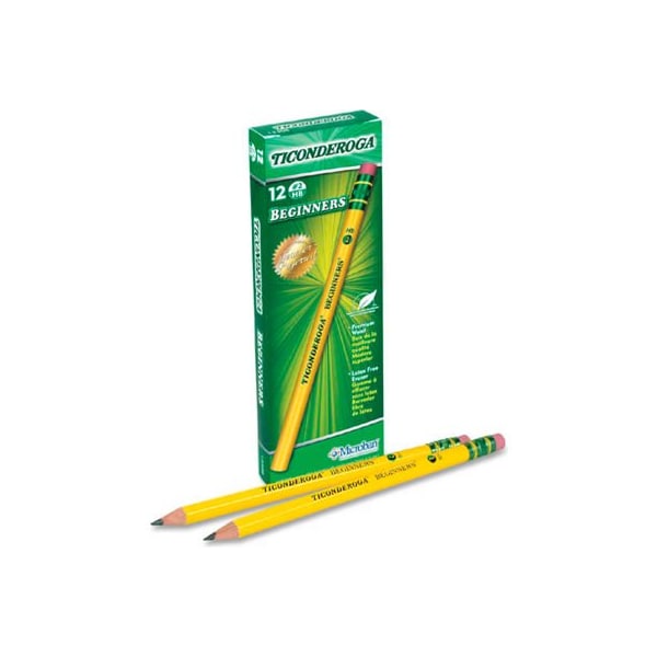 Dixon Ticonderoga Dixon Ticonderoga Beginners Woodcase Pencil With Eraser, Yellow Barrel, Dozen 13308 - main